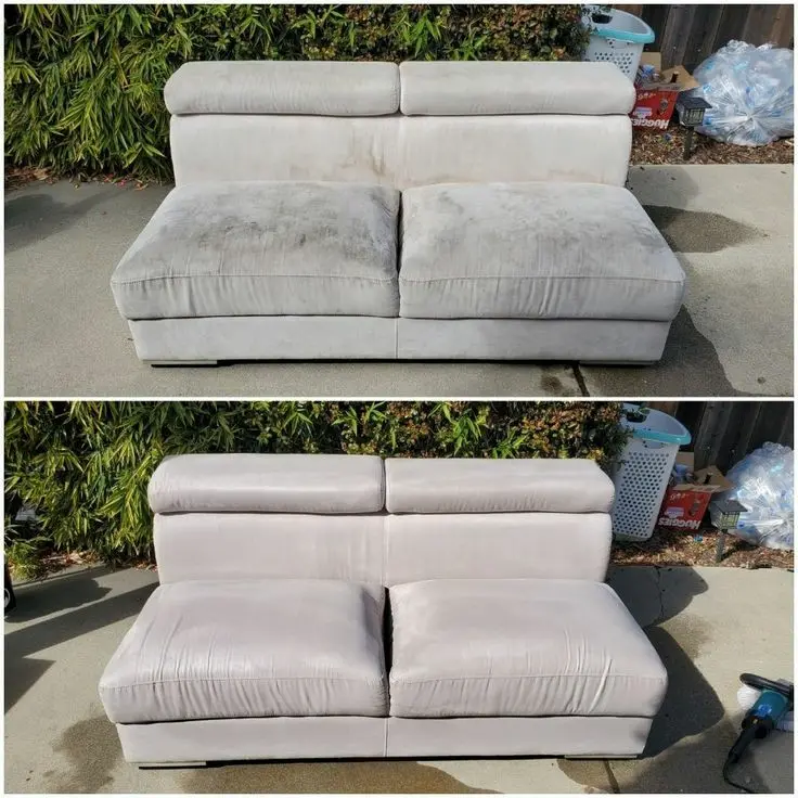 Sofa before and after